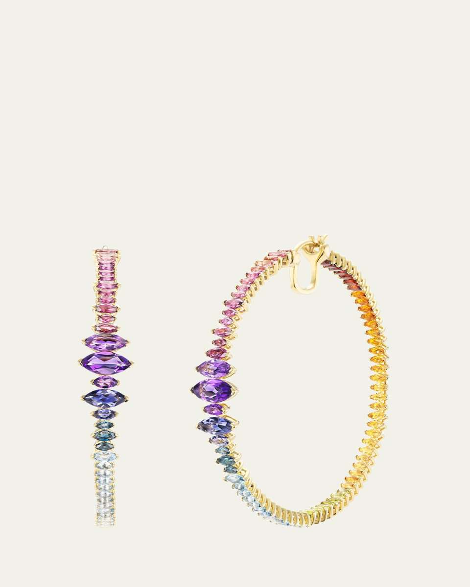 Arashi Hoop Earrings with Multicolor Stones